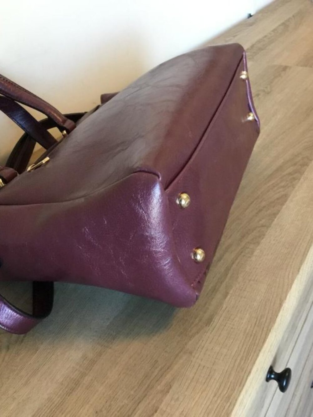 Mellow World Salome Floral Embossed Satchel Handbag Crossbody in Plum- 2 Straps - Picture 8 of 10